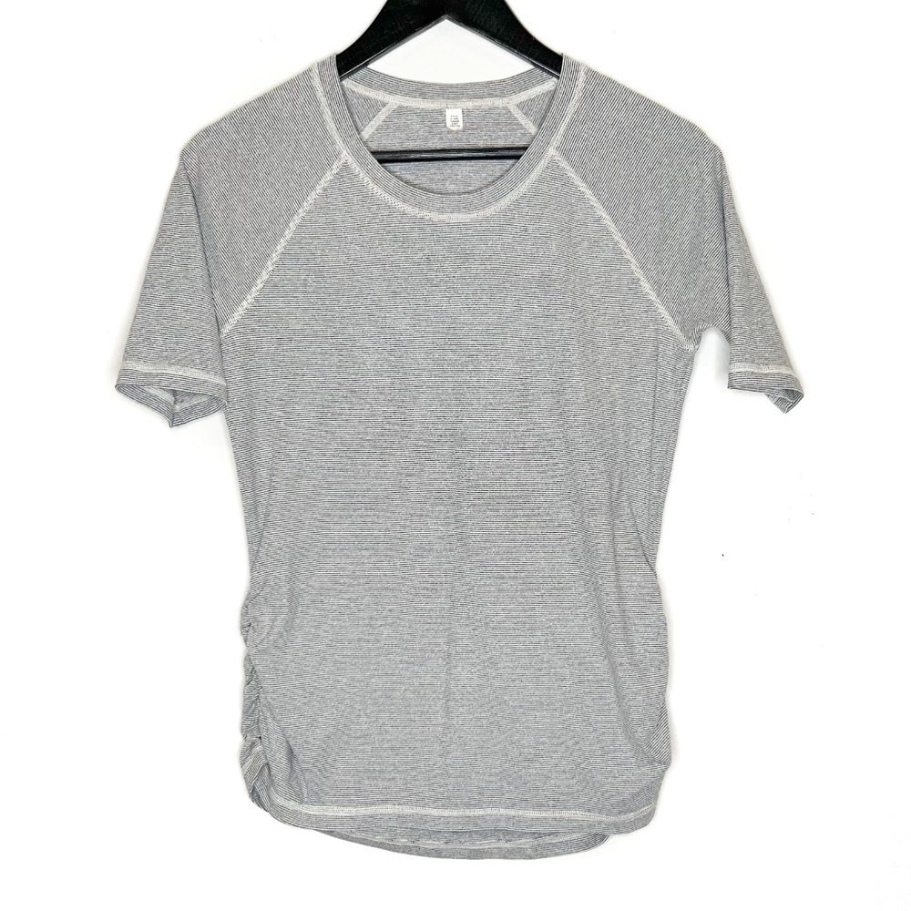 Lucy Activewear Top Short Sleeve Tee Shirt Striped Scrunchie